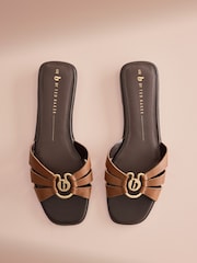 Մուգ շագանակագույն - B By Ted Baker կաշվե քառակուսի քթով մետաղական կոշիկներ - Պատկեր 3 7-ից