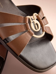 Մուգ շագանակագույն - B By Ted Baker կաշվե քառակուսի քթով մետաղական կոշիկներ - Պատկեր 7 7-ից