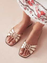 Ոսկի - B By Ted Baker կաշվե քառակուսի քթով մետաղական կոշիկներ - Պատկեր 1 7-ից