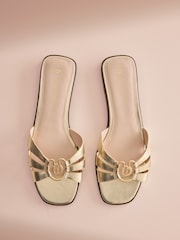 Ոսկի - B By Ted Baker կաշվե քառակուսի քթով մետաղական կոշիկներ - Պատկեր 3 7-ից