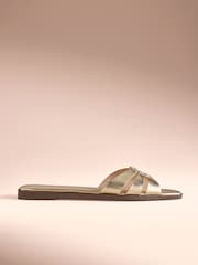 Ոսկի - B By Ted Baker կաշվե քառակուսի քթով մետաղական կոշիկներ - Պատկեր 4 7-ից