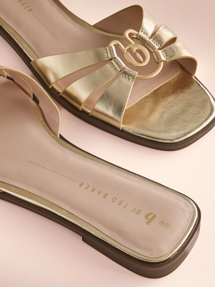 Ոսկի - B By Ted Baker կաշվե քառակուսի քթով մետաղական կոշիկներ - Պատկեր 7 7-ից Ոսկի - B By Ted Baker կաշվե քառակուսի քթով մետաղական կոշիկներ - Պատկեր 7 7-ից