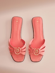 Մարջանագույն վարդագույն - B By Ted Baker կաշվե քառակուսի քթով մետաղական կոշիկներ - Պատկեր 4 8-ից