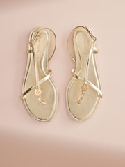 B By Ted Baker Leather Round Toe Hardware Detail Asymmetric Sandals - Image 3 of 8