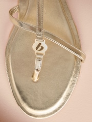 B By Ted Baker Leather Round Toe Hardware Detail Asymmetric Sandals - Image 7 of 8