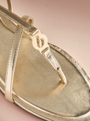B By Ted Baker Leather Round Toe Hardware Detail Asymmetric Sandals - Image 8 of 8