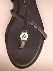 B By Ted Baker Leather Round Toe Hardware Detail Asymmetric Sandals - Image 6 of 8