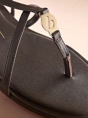 B By Ted Baker Leather Round Toe Hardware Detail Asymmetric Sandals - Image 7 of 8