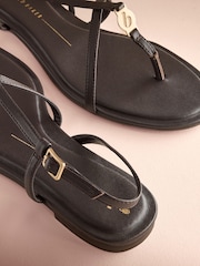 B By Ted Baker Leather Round Toe Hardware Detail Asymmetric Sandals - Image 8 of 8