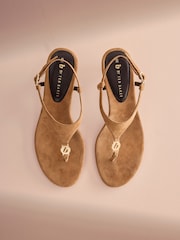 Leather Toe Thong Hardware Detail Kitten Heel - Image 3 of 7