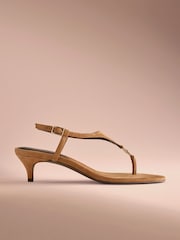 Leather Toe Thong Hardware Detail Kitten Heel - Image 4 of 7