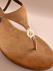 Leather Toe Thong Hardware Detail Kitten Heel - Image 6 of 7