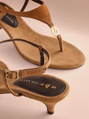 Leather Toe Thong Hardware Detail Kitten Heel - Image 7 of 7
