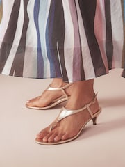 B By Ted Baker Leather Toe Thong Hardware Detail Kitten Heels - Image 2 of 7