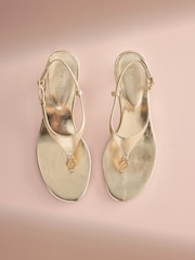 B By Ted Baker Leather Toe Thong Hardware Detail Kitten Heels - Image 3 of 7