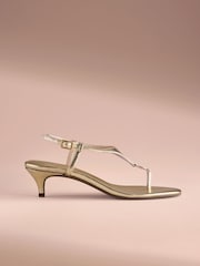 B By Ted Baker Leather Toe Thong Hardware Detail Kitten Heels - Image 4 of 7
