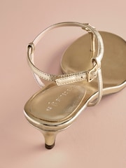 B By Ted Baker Leather Toe Thong Hardware Detail Kitten Heels - Image 5 of 7