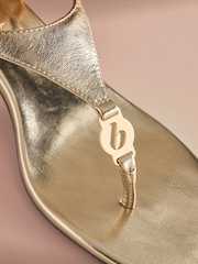 B By Ted Baker Leather Toe Thong Hardware Detail Kitten Heels - Image 6 of 7