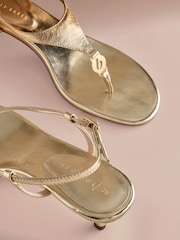 B By Ted Baker Leather Toe Thong Hardware Detail Kitten Heels - Image 7 of 7