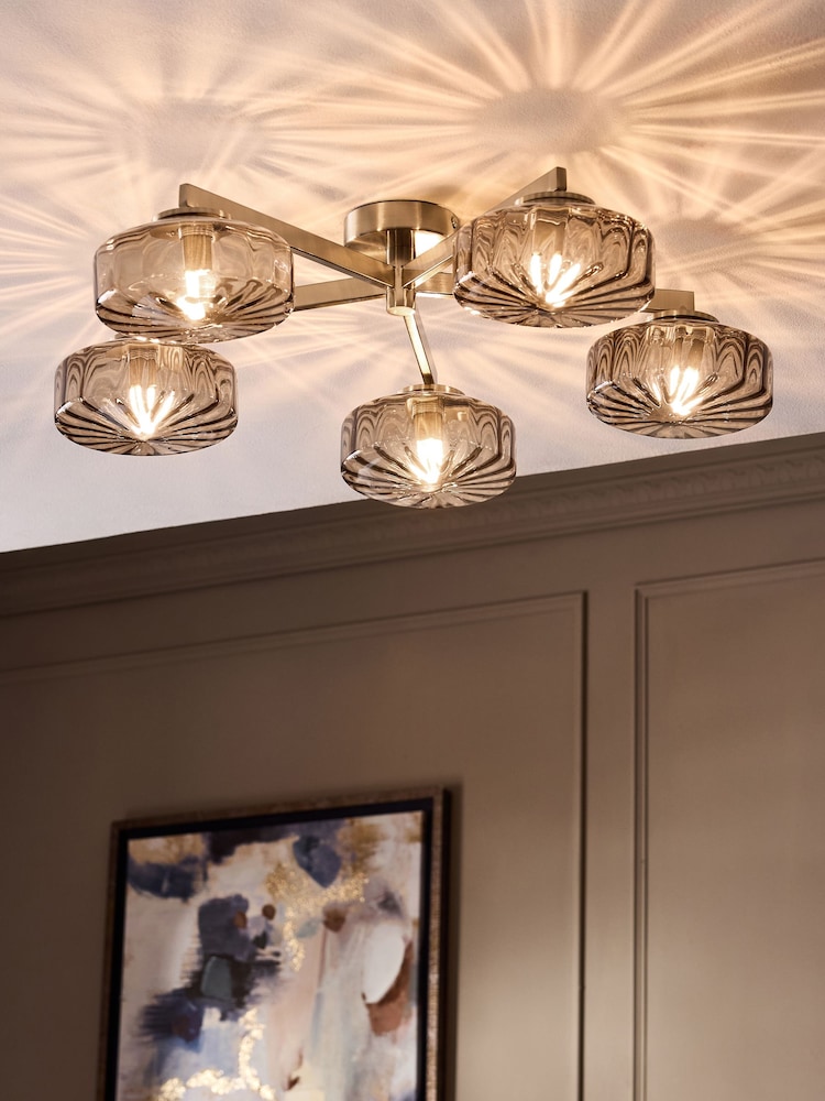 Chocolate Brown Rimini 5 Light Flush Fitting - Image 1 of 5