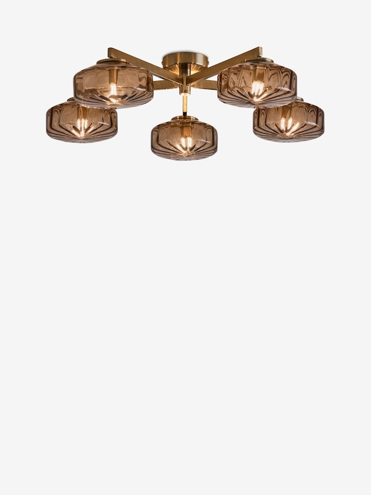 Chocolate Brown Rimini 5 Light Flush Fitting - Image 2 of 5