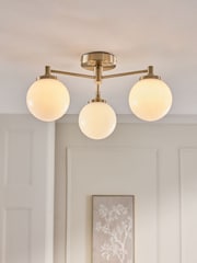 Brass Weston Ceiling Light Fitting 3 Light Flush (also suitable for bathrooms) - Image 1 of 5