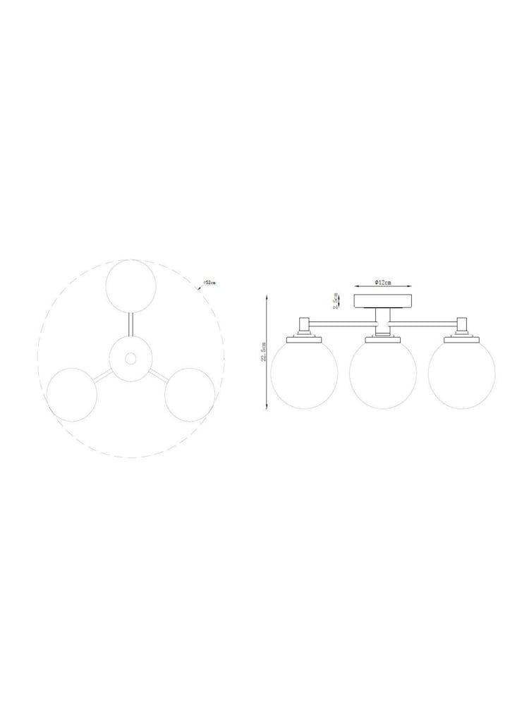 Brass Weston Ceiling Light Fitting 3 Light Flush (also suitable for bathrooms) - Image 5 of 5 Brass Weston Ceiling Light Fitting 3 Light Flush (also suitable for bathrooms) - Image 5 of 5