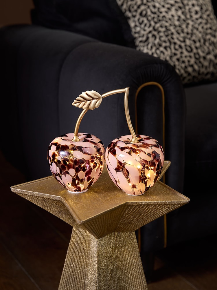 Pink Confetti Glass Cherries Battery Operated Feature Light - Image 1 of 3