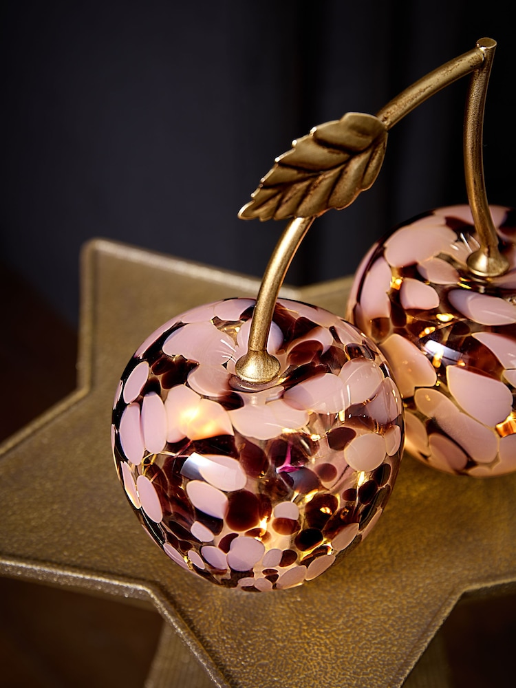 Pink Confetti Glass Cherries Battery Operated Feature Light - Image 2 of 3