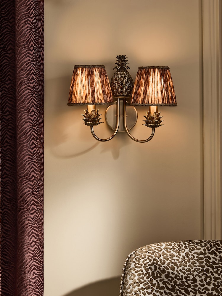 Brass Pineapple 2 Light Rechargeable Wireless Wall Light - Image 1 of 6 Brass Pineapple 2 Light Rechargeable Wireless Wall Light - Image 1 of 6