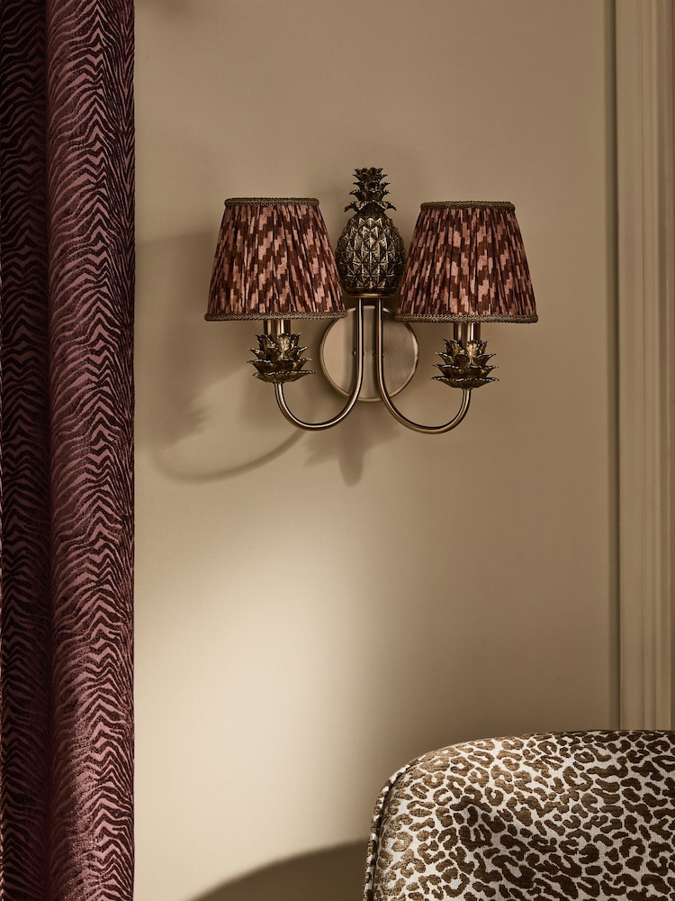 Brass Pineapple 2 Light Rechargeable Wireless Wall Light - Image 2 of 6 Brass Pineapple 2 Light Rechargeable Wireless Wall Light - Image 2 of 6