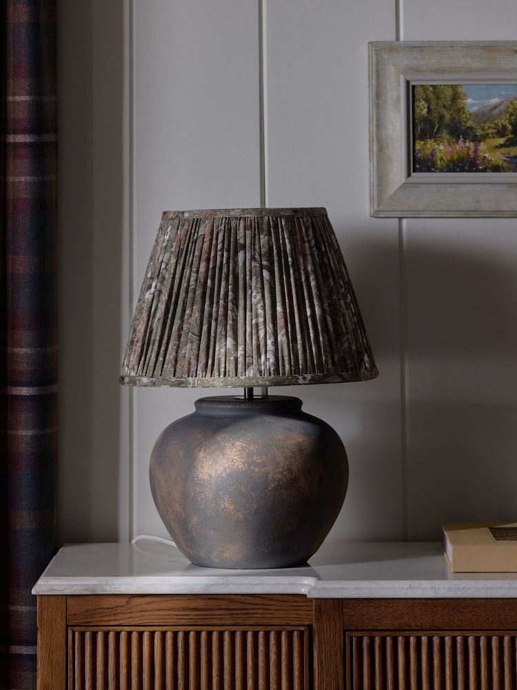 Green Floral Pleated Lamp Shade - Image 2 of 6 Green Floral Pleated Lamp Shade - Image 2 of 6