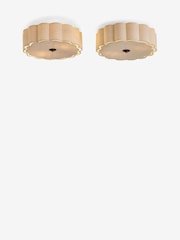 Natural Pair of Larson Flush Fitting Ceiling Light - Image 6 of 6