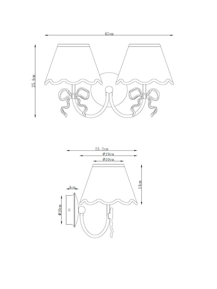 Brass Bow 2 Light Wall Light - Image 2 of 2 Brass Bow 2 Light Wall Light - Image 2 of 2