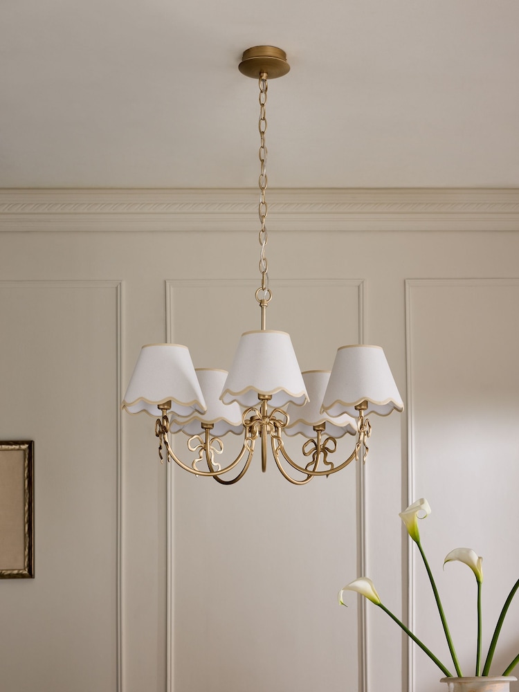 Brass Bow 5 Light Chandelier Ceiling Light - Image 2 of 5 Brass Bow 5 Light Chandelier Ceiling Light - Image 2 of 5