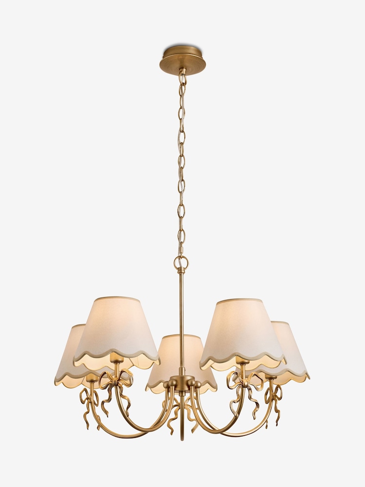 Brass Bow 5 Light Chandelier Ceiling Light - Image 5 of 5 Brass Bow 5 Light Chandelier Ceiling Light - Image 5 of 5