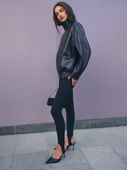 Friends Like These Ultimate Textured Faux Leather Bomberjakke - Billede 3 af 6