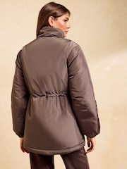 Friends Like These Mocha Brown Drawstring Padded Coat - Image 5 of 6