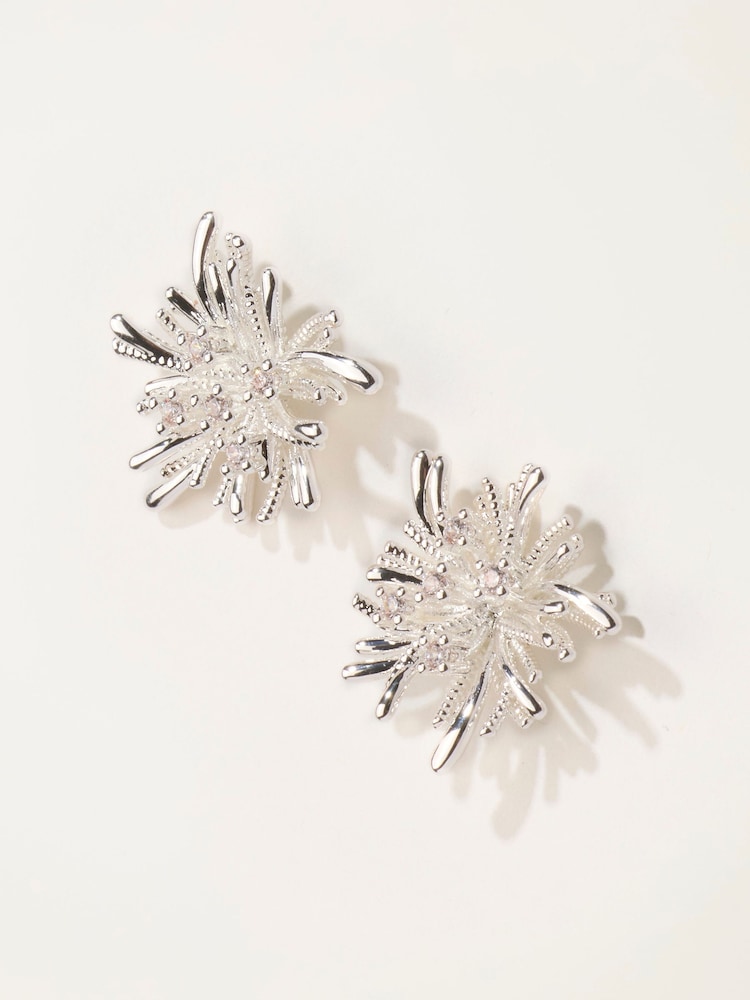 FatFace Silver Tone Burst Party Earrings - Image 1 of 2