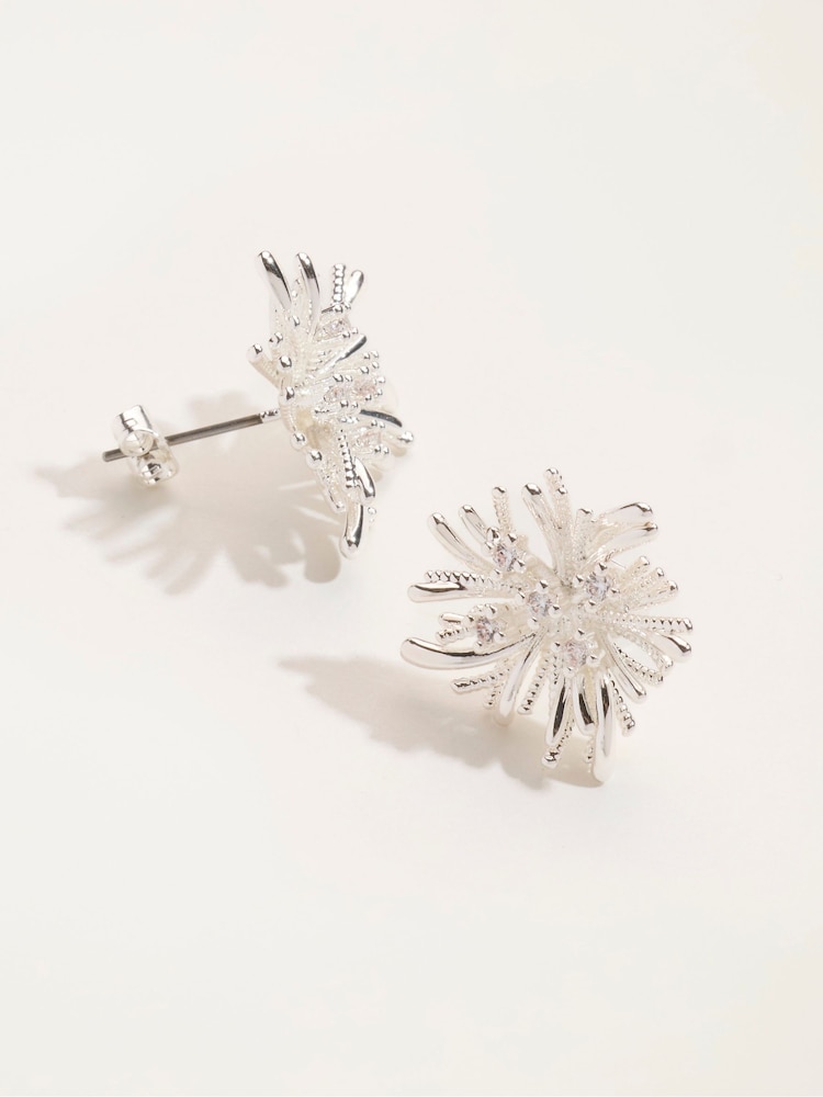 FatFace Silver Tone Burst Party Earrings - Image 2 of 2