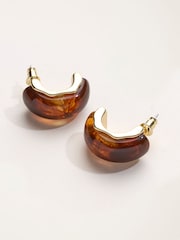FatFace Brown Resin Hoop Earrings - Image 2 of 5