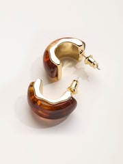 FatFace Brown Resin Hoop Earrings - Image 3 of 5