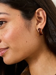 FatFace Brown Resin Hoop Earrings - Image 4 of 5