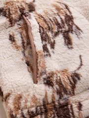 Neutral Hamish The Highland Cow Half Zip Borg Fleece - Image 3 of 4