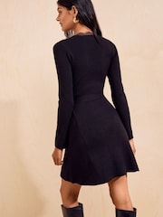 Friends Like These Black Lace Trim Knit Mini Dress - Image 5 of 5