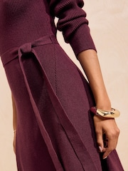 Friends Like These Burgundy Red Lace Trim Knit Mini Dress - Image 2 of 5