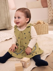 Green Spot Baby Pinafore, Long Sleeve Bodysuit And Tights 3 Piece Set (0mths-2yrs) - Image 1 of 4