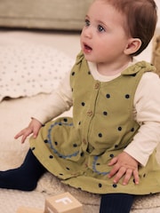 Green Spot Baby Pinafore, Long Sleeve Bodysuit And Tights 3 Piece Set (0mths-2yrs) - Image 3 of 4