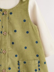 Green Spot Baby Pinafore Long Sleeve Bodysuit And Tights 3 Piece Set (0mths-2yrs) - Image 8 of 12
