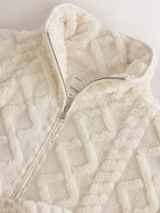 Cream Borg Half Zip Chunky Cable Fleece - Image 7 of 8
